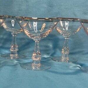 Set of Five Tiffin-Franciscan Brookmar 4 1/2" tall Champane Glass Platinum Ridge